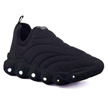 Imagem de Tenis Infantil De Led Masculino Feminino Calce Facil Meia Cor:Preto;Tamanho:29