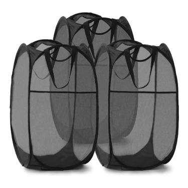 Imagem de Cesto Organizador de Roupas Sujas Flexível Premium - Banheiro, Lavanderia, Quarto (Médio 39x39x70cm) (Cores Diversas)