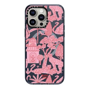 Imagem de CASETiFY Capa Impact para iPhone 15 Pro Max [4X testado contra quedas de grau militar/proteção contra quedas de 2,5 m/compatível com Magsafe] - Estampas de animais - Cheetah Paradise Pink - Azul clássico