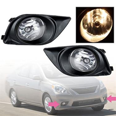 Imagem de Silscvtt Substituição do conjunto de faróis de neblina para Nissan Versa Sedan 2012 2013 2014, lente transparente com para-choque dianteiro, fios do bisel do interruptor, lâmpadas do lado esquerdo +