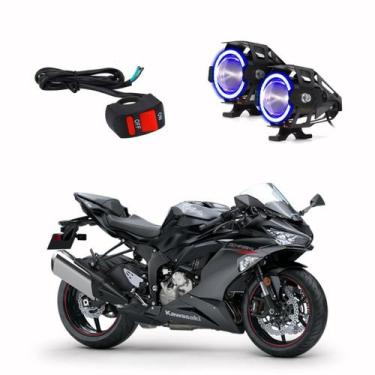 Imagem de Par Farol de Milha Angel Eye U7 Azul para Moto Kawasaki NINJA ZX 6R 60