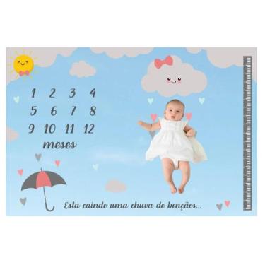 Imagem de Lençol Cenário Foto Mêsversário Chuva Benção Menina - Minha Estrelinha