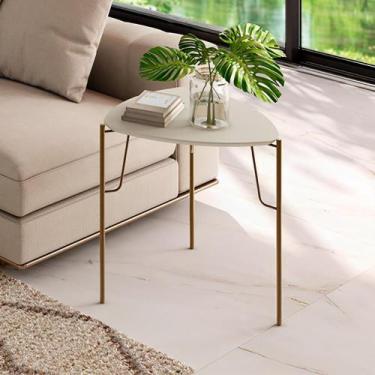 Imagem de Mesa Lateral de Apoio p/ Sala 51cm Multiuso com Pés em Metal - Casa La