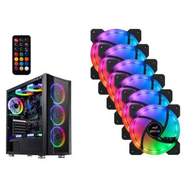 Imagem de Kit Com 6 Coolers Fans para PC Gamer Ventilador De Resfriamento LED AR