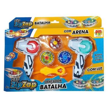 Imagem de Beyblade Com Luz 2 Lançadores E Arena Pião Zip Zap DMT6297 - Dm Toys