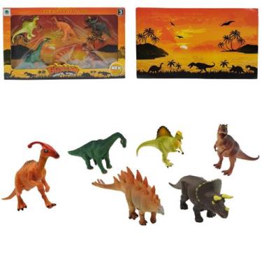 Imagem de Pack 6 Dinossauros Miniaturas T-Rex Brinquedo Presente - 99 Toys