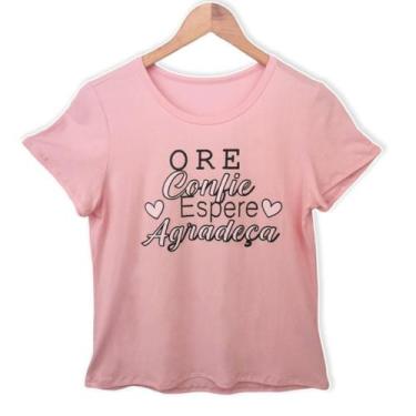 Imagem de Camiseta Feminina adulto Manga Curta T-shirt - MG acessórios, Rosa ore