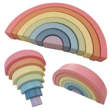 Imagem de Arco íris de madeira candy montessori - BRINQUE E LEIA