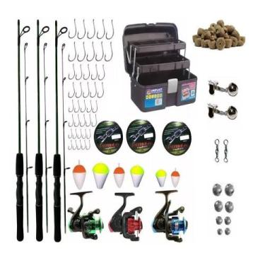 Imagem de Kit Maleta De Pesca Completa 3 Varas 1,50m 6kg Molinetes - Fishing Spo