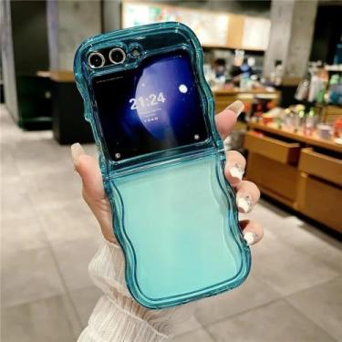 Imagem de Capa de telefone transparente Curve Wave Fold para Samsung Z Flip 5 4 3 Flip 4 Capa traseira TPU macia e transparente, 2, para Samsung Z Flip5