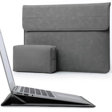 Imagem de HYZUO 13,3-14 Polegadas Capa para Notebook com Suporte para Estojo Recurso para MacBook Pro 14 M3/M2/M1 Pro/Max A2992 A2918 A2779 A2442 2021-2025, MacBook Air 13 2017-2012, Laptop Case, Cinza escuro