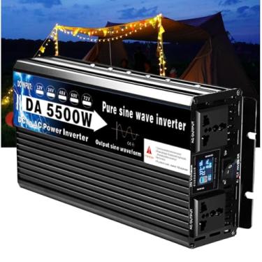 Imagem de 5500W Inversor de potência de onda senoidal pura 12/24/48/60/72V DC a 110V/230V CA Conversor de energia com lojas CA, inversor de carro de exibição LCD,72V to 110V