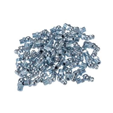 Imagem de A ABSOPRO 50 peças M8x1,25 bico de graxa encaixe curva ângulo de 45 graus graxa aço galvanizado Zerk adaptador de encaixe para substituição de item de lubrificação mecânica automotiva de carro