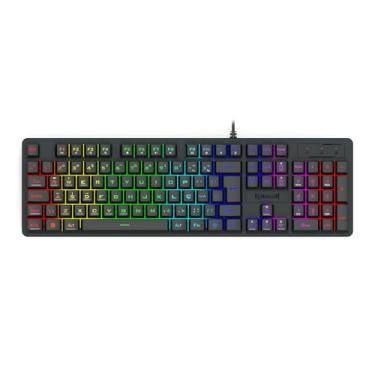 Imagem de Teclado Membrana Gamer Redragon Netherbane Iluminação Rainbow Preto ABNT2 K521-R PT
