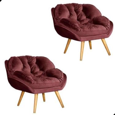Imagem de Kit 2 Poltrona California Para Sala Veludo Amamentação Papai - Fina Mo