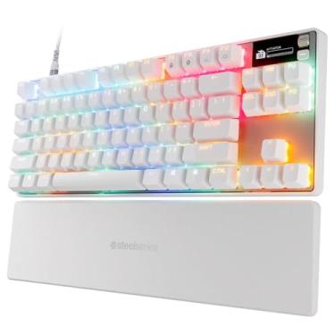 Imagem de SteelSeries Apex Pro TKL Gen 3 White OmniPoint 3.0 Switches — Acionamento ajustável — Gatilho rápido — Predefinições prontas para jogos — Modo de proteção — Rapid Tap/SOCD — OLED — RGB — Teclas PBT —