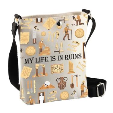 Imagem de BDPWSS Presentes de arqueologia para mulheres, presente de arqueóloga, My Life Is In Ruins, bolsa tiracolo engraçada de arqueologia, Life Ruin Cbag