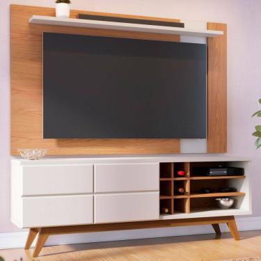 Imagem de Rack com Painel para TV Até 70 Polegadas Light 2 Portas 3 Prateleiras Freijó/Off White Matte - Pnr Móveis