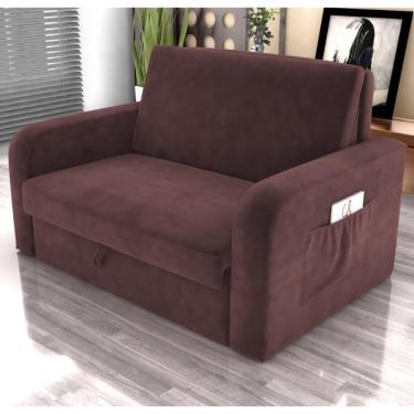 Imagem de Sofá Cama Com Baú 2 Lugares John Veludo Rosê