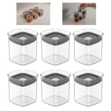 Imagem de Kit 6 Potes Porta Temperos 150ml Herméticos Empilháveis OU Block Modul