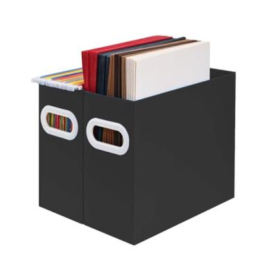 Imagem de Aosric Organizador De Arquivos Suspenso, Pastas Papelão Tamanho Carta, Caixa Armazenamento Documentos Mesa, Caixas Suporte Portáteis Para Escritório, Casa, Escola, Apenas (2 Pacotes)