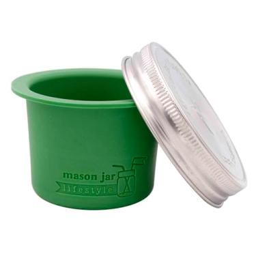 Imagem de Mason Jar Lifestyle Copo Divisor Para Saladas, Molhos E Petiscos. Recipiente Lancheira Tipo Bento Sem Plástico. (Boca Larga, Verde-Folha)