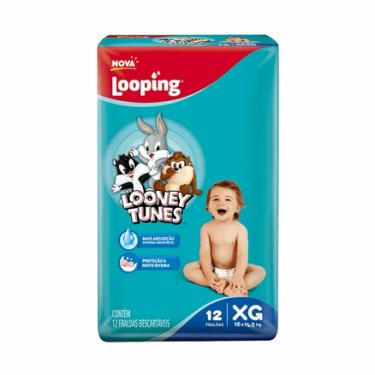 Imagem de Fraldas Descartáveis Looping Looney Tunes 12 Unidades Tamanho XG Looping