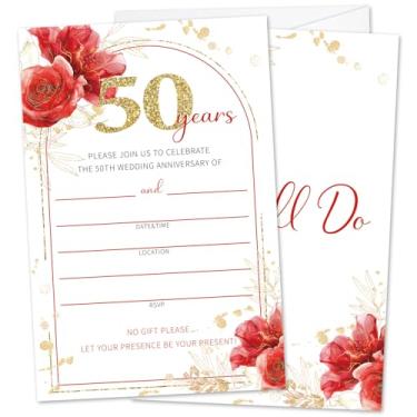 Imagem de Zwsrplo Convites de aniversário de 50 anos de casamento com envelopes, convites de casamento de 50 anos, convites de 50º aniversário de 50 anos para o Sr. e a Sra. Ainda fazemos suprimentos de festa
