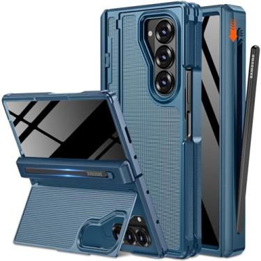 Imagem de NINKI Capa para Samsung Galaxy Z Fold 6 com suporte para caneta S e suporte invisível, protetor de tela de privacidade embutido e dobradiça, capa de telefone à prova de choque para Samsung Z Fold 6