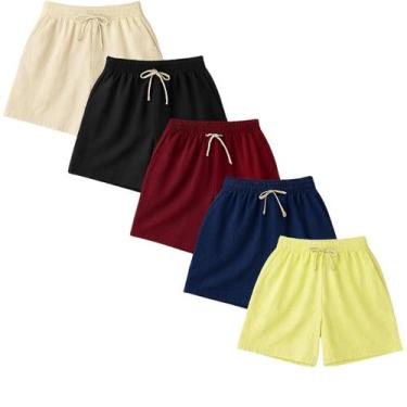 Imagem de Kit 5 Shorts Masculino Casual em Tecido Leve com Cós Elástico e Cordão