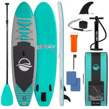Imagem de SereneLife Prancha de stand up paddle inflável - prancha de remo antiderrapante, bomba, trela e acessórios - prancha de remo inflável de água divertida para adultos e jovens com amplo design