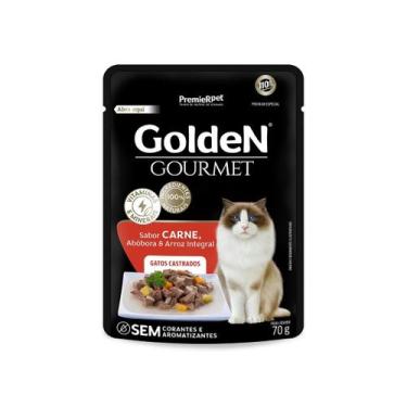 Imagem de Sachê Golden Gourmet Gatos Castrados sabor Carne, Abóbora e Arroz 70 g