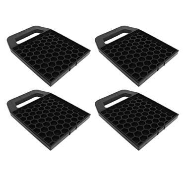 Imagem de VBESTLIFE 4 Pack RV Jack Flex Pads, Ajuda a Impedir que As Tomadas e o Estabilizador Afundem No Chão, para Superfícies Irregulares, à Prova de Intempéries, 6.1in X 6.1in (Preto)