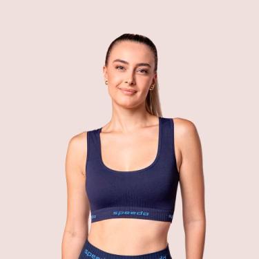 Imagem de Top Feminino Speedo Canelado Ideal Para Exercícios, Azul, Marinho, P