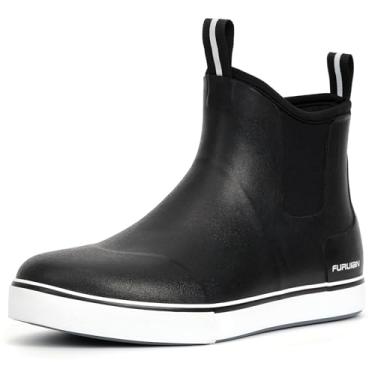 Imagem de Furuian Botas De Convés Masculinas, Botas Largas De Pesca, Botas De Chuva Impermeáveis, Botinhas De Cano Curto, Calçados De Borracha De Neoprene, Botas Chelsea Masculinas Para Jardinagem, Pesca, Pa
