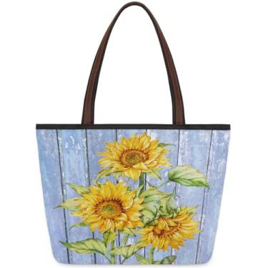 Imagem de Sacola de lona girassóis - 45 cm, espaço de armazenamento multifuncional para armazenar telefones, chaves, óculos, presentes de aniversário, viagens de lazer, praias, compras e bolsas de trabalho
