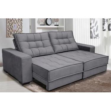 Imagem de Sofá Retrátil e Reclinável 3,10m Suede Coliseu Cinza - Sofá Casa