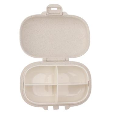 Imagem de Organizador de medicamentos Caixa diária de comprimidos portátil 4 Compartimentos Snap Design Seguro Recipiente de plástico durável para pacientes idosos de viagem Vitaminas (Bege)