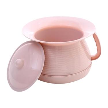 Imagem de OIIBWQ Cuspidor de mictório com tampa para crianças, cuspidor portátil para banheiro noturno, pequeno penico de viagem para idosos, Rosa