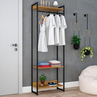 Imagem de Closet Arara 3 Prateleiras Lâmina Mel/Preto 19223 - Compace, Moderno, 