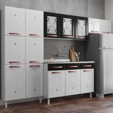 Imagem de Cozinha de Aço Completa Mirage New 14 Portas 2 Gavetas com Vidro Branc