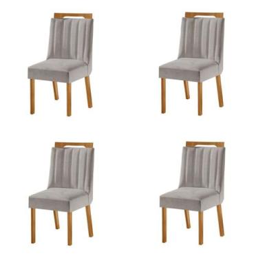 Imagem de Kit 4 Cadeiras Lottus Cinamomo/Capuccino - Lj Móveis, Marrom, Moderno