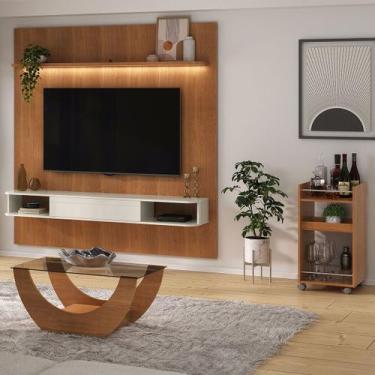 Imagem de Sala de Estar Completa para TV Até 75 Polegadas Grecia Cinamomo/Off Wh