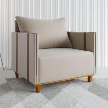 Imagem de Poltrona Crystal Linho Bronze/Durango - Viero Móveis, Bege, Moderno