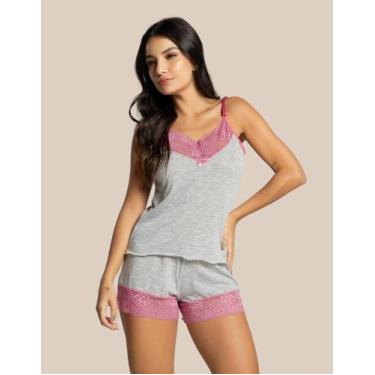 Imagem de Baby Doll Priscila Short Dool Pijama Rendado De Malha Confortável Dia 