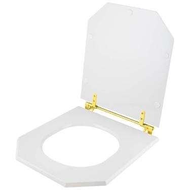 Imagem de Assento Sanitario Branco P/ Vaso Incepa C/ Ferragem Dourada