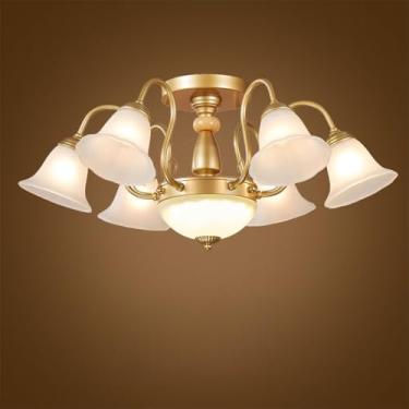 Imagem de Ustre E Lâmpada Pendente LED De Luxo: Estilo Retro Americano Com Toque Europeu, Ideal Para Sala De Estar, Restaurante, Quarto, Estudo, Villa, Hotel E Café (B A 6 Luzes)