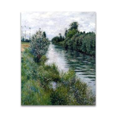 Imagem de RYLJCZ Famosa pintura de arte de parede - (tempo nublado) por Gustave Caillebotte - Reproduções impressas em tela - imagens para decoração de sala de estar (50 x 70 cm (19,7 x 27,5 pol)/sem moldura)