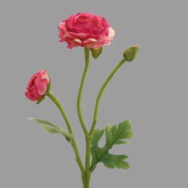 Imagem de 10 peças de flores artificiais 3 cabeças de flor de lótus de seda decoração para casa sala de estar mesa de jantar ornamentos festa de casamento flor de lótus (rosa vermelha)