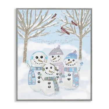 Imagem de Stupell Industries Arte giclée emoldurada cinza Happy Snowman Family, design de Kristal Clifford, 20 x 16